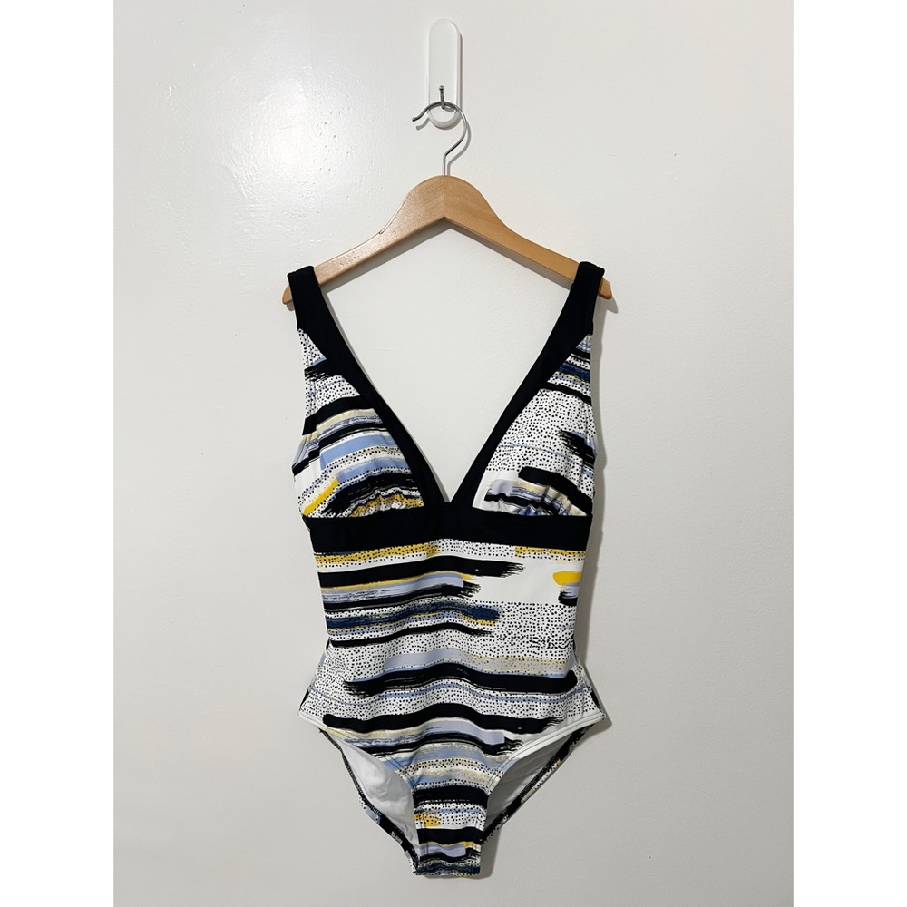 DKNY Multicolor Printed Deep-V One Piece Swimsuit Size 6 - Picture 2 of 6